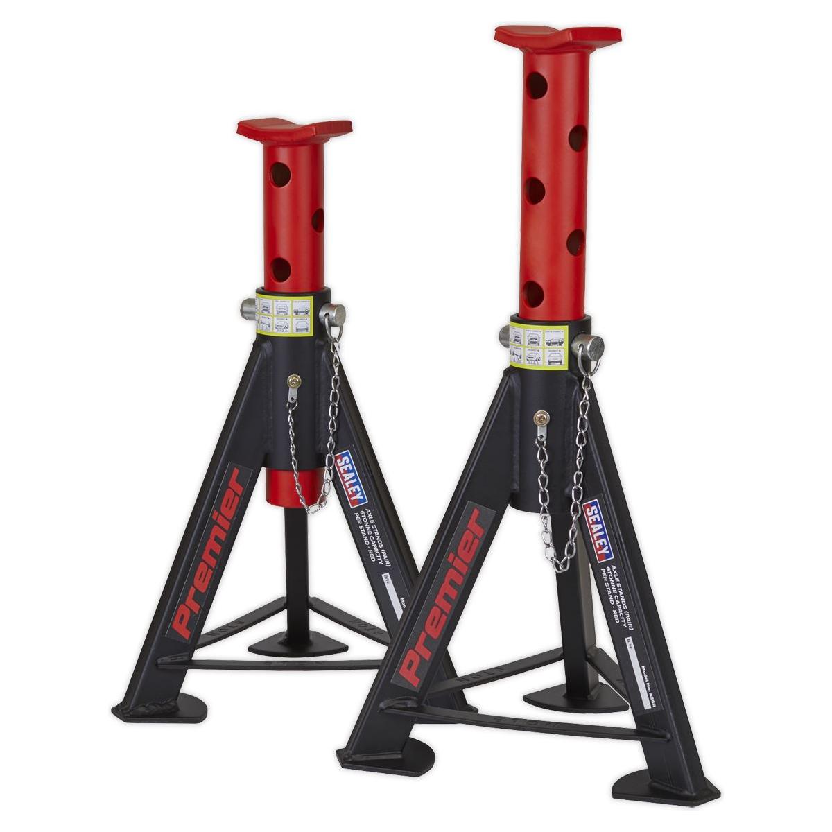 Sealey AXLe Stands (Pair) 6 Tonne Capacity per Stand Red AS6R Sealey - Town Tools 