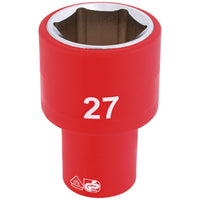 Draper Fully Insulated VDE Socket, 1/2" Sq. Dr., 27mm 31964