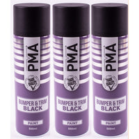 3x Autotek Professional Black Bumper and Trim 500ml Spray Paint High Coverage
