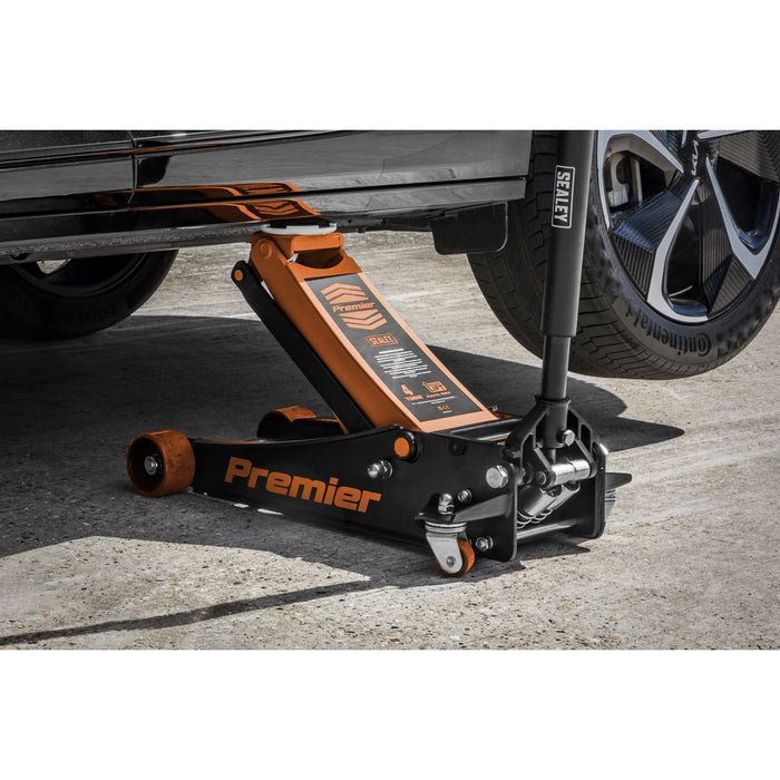 Premier Low Profile Trolley Jack with Rocket Lift 4 Tonne - Orange Sealey Premier - Town Tools 