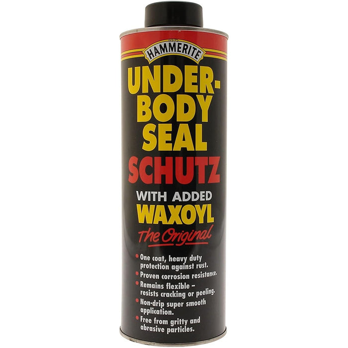 Hammerite Underbody Seal Black with Waxoyl Underseal Schutz Can 1 Litre Hammerite - Town Tools 