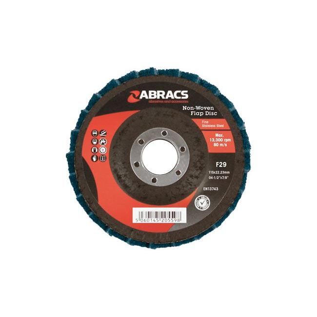 Connect Abracs Non-Woven Flap Discs, Fine 115mm 5pc 32077 Tool Connection - Town Tools 