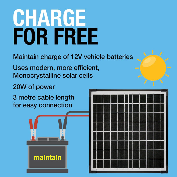 Ring Automotive RSP2000 20W Solar Panel Battery Maintainer 18v Monocrystalline C Ring Automotive - Town Tools 