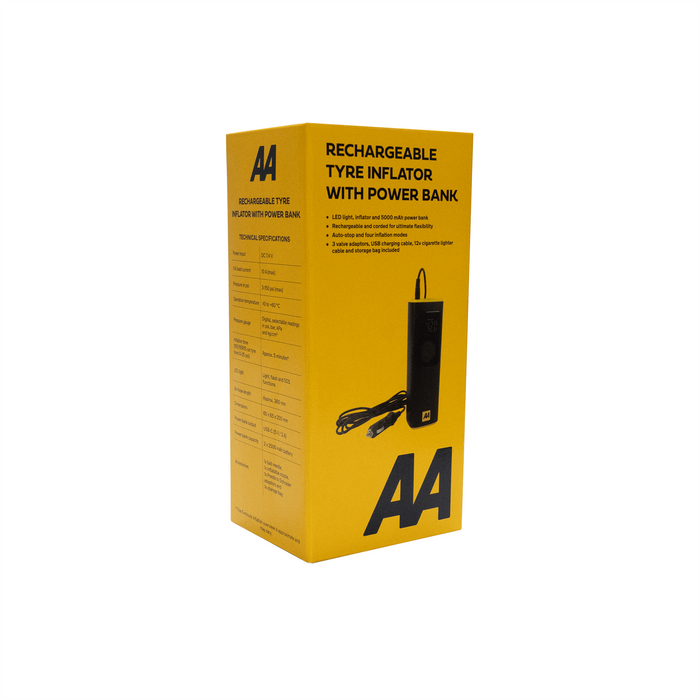 AA Rechargeable Tyre Inflator With Power Bank 12V USB