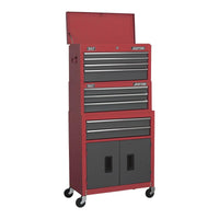 Sealey Topchest Mid-Box & Rollcab 9 Drawer Stack Red AP2200BBSTACK