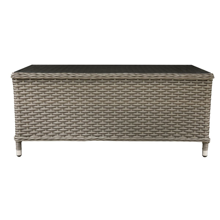 Dellonda Chester Rattan Wicker Outdoor Balcony Table with Tempered Glass Top