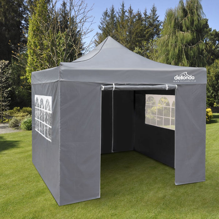 Dellonda 3x3m Pop-Up Gazebo & Side Walls Water Resistant Fabric - Grey