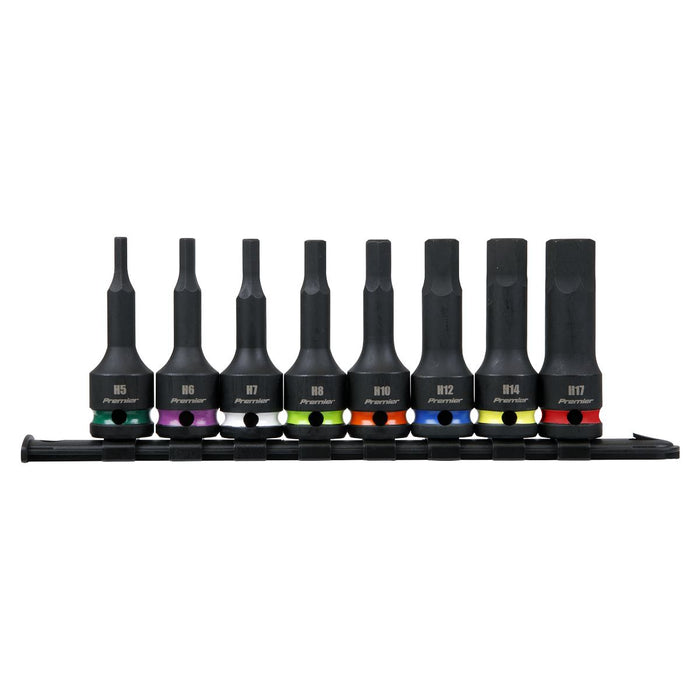 Sealey Premier Premier Hex Impact Socket Bit Set 1/2"Sq Drive 8pc AK56001 Sealey Premier - Town Tools 