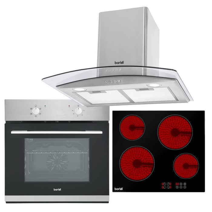 Baridi Integrated Ceramic Hob with 4 Cooking Zones Fan-Assisted Electric Oven Baridi - Town Tools 