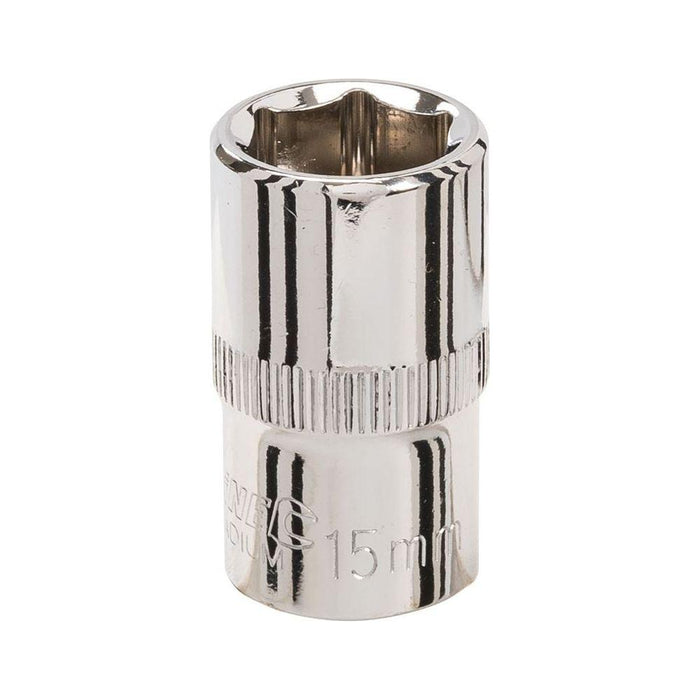 Silverline Socket 1/2" Drive 6pt Metric 15mm Silverline - Town Tools 