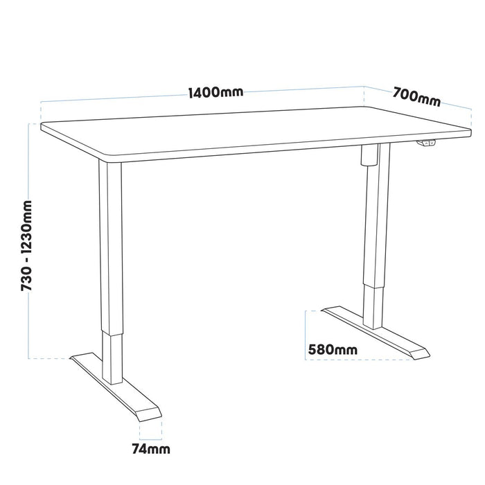 Dellonda White Electric Height Adjustable Standing Desk Memory Quiet 1400x700mm