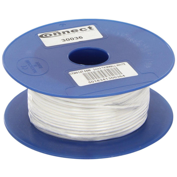 Connect White Thin Wall Single Core Cable 28/0.30 50m 30036 Tool Connection - Town Tools 