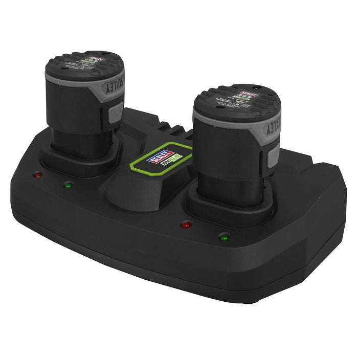 Sealey Fast Charge Dual Battery Charger for 10.8V SV10.8 Series CP108VMC2 Sealey - Town Tools 