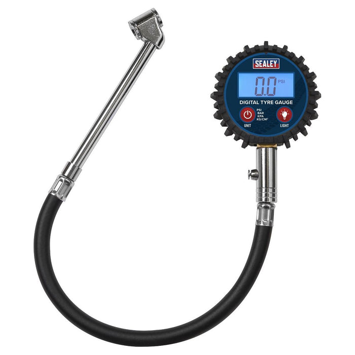 Sealey Digital Tyre Pressure Gauge with Twin Push-On Connector TST003 Sealey - Town Tools 