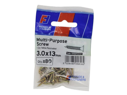 ForgeFix Multi-Purpose Pozi Screw CSK ST ZYP 3.0 x 13mm ForgePack 80 ForgeFix - Town Tools
