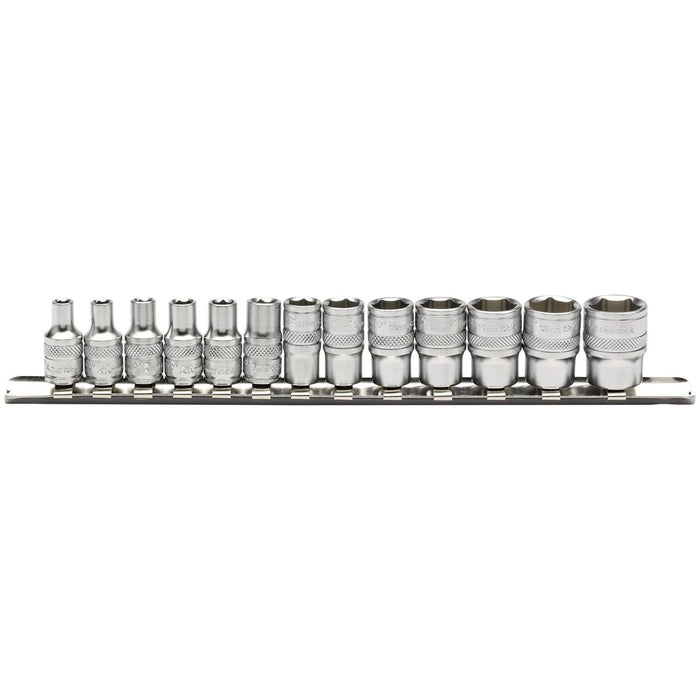 Draper Metric Socket Set on a Metal Rail, 1/4" Sq. Dr. (13 Piece) 16487