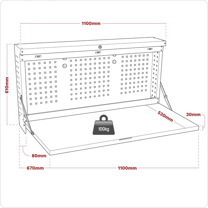 Superline Pro Superline PRO Wall Mounting Foldable Workbench 1100mm APWMW02 Superline Pro - Town Tools 