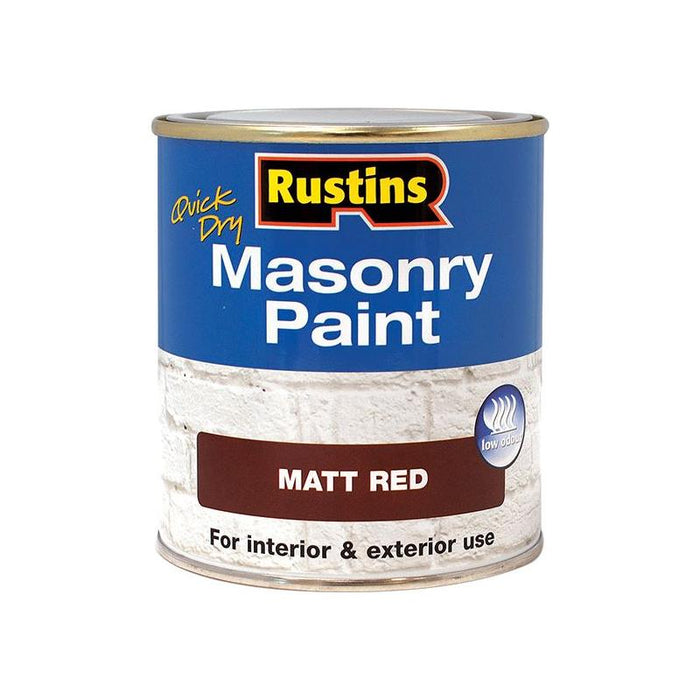 Rustins Quick Dry Masonry Paint Matt Red 500ml Rustins - Town Tools