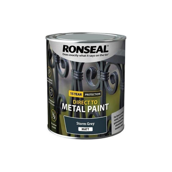 Ronseal Direct to Metal Paint Storm Grey Matt 750ml Ronseal - Town Tools