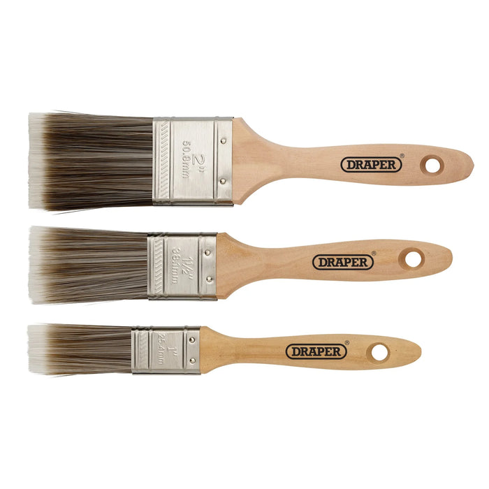 Draper Wood Handle Paint Brush Set (3 Piece) - PB-WOOD-3 Piece