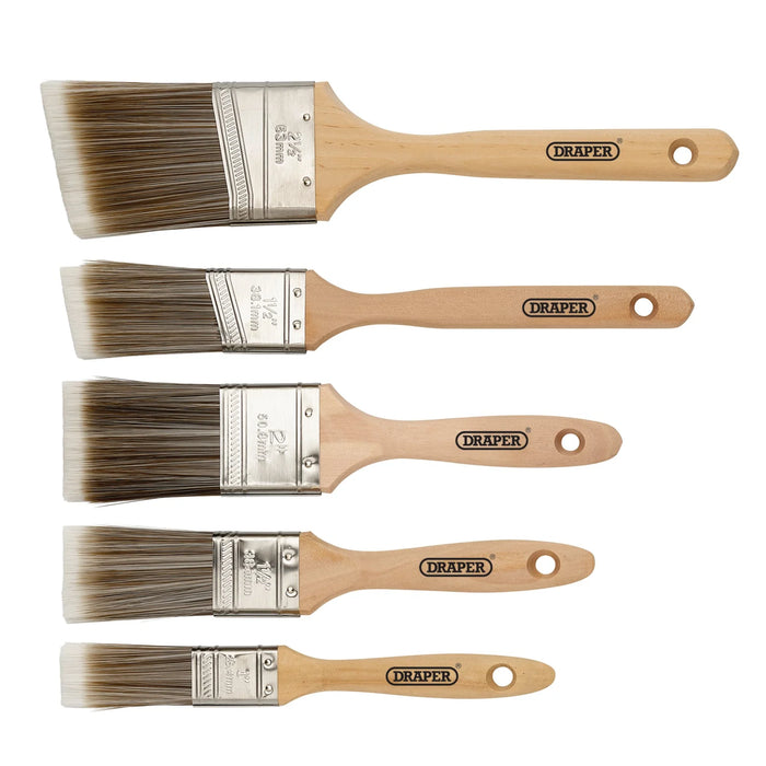 Draper Wood Handle Paint Brush Set (5 Piece) - PB-A/WOOD-5 Piece