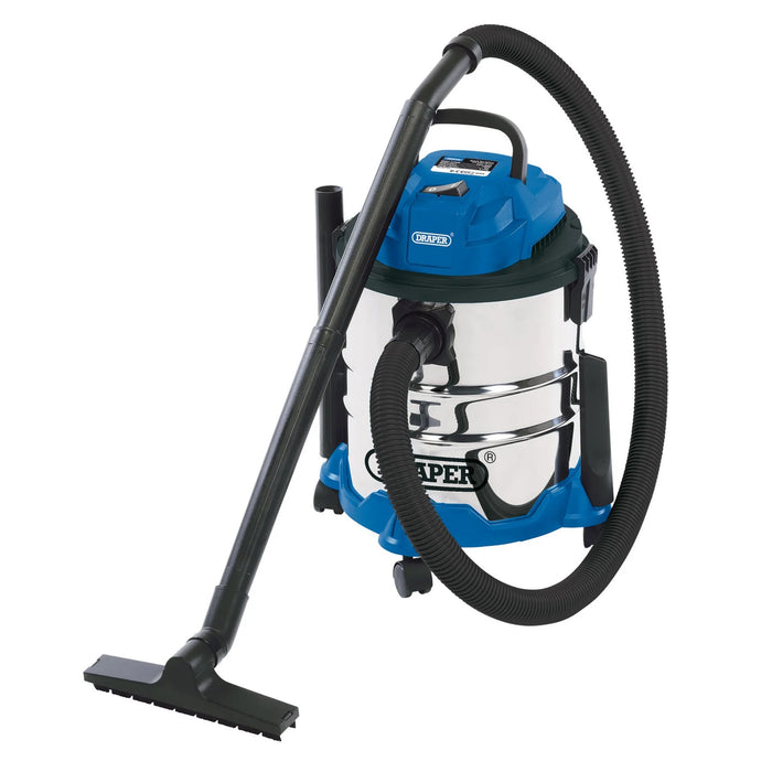 Draper 230V Wet and Dry Vacuum Cleaner with Stainless Steel Tank, 15-30L, 1250W
