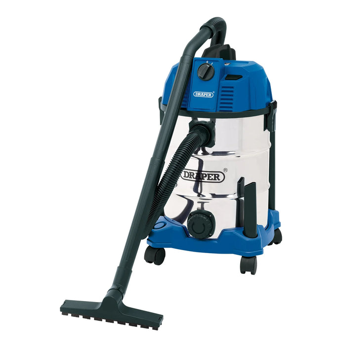 Draper 230V Wet and Dry Vacuum Cleaner with Stainless Steel Tank, 15-30L, 1250W