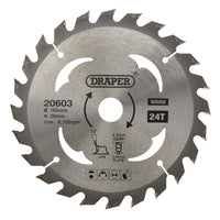 Draper TCT Circular Saw Blade for Wood, 165 x 20mm, 24T - SBW1