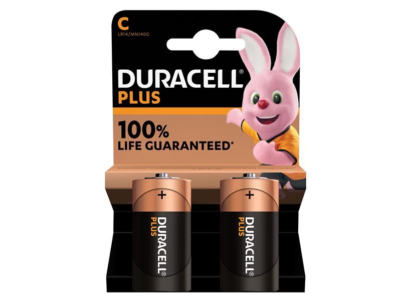 Duracell C Cell Plus Power +100% Batteries (Pack 2) Duracell - Town Tools