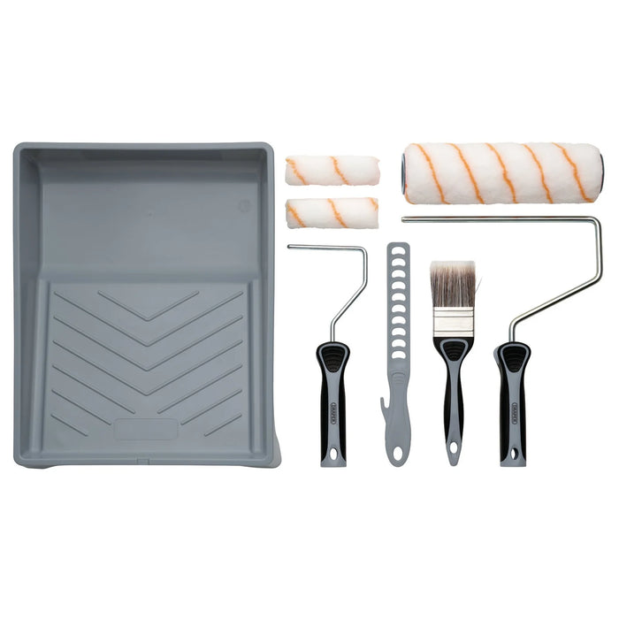 Draper Medium Pile Polyester Paint Roller and Brush Set with Soft Grip (8 Piece)