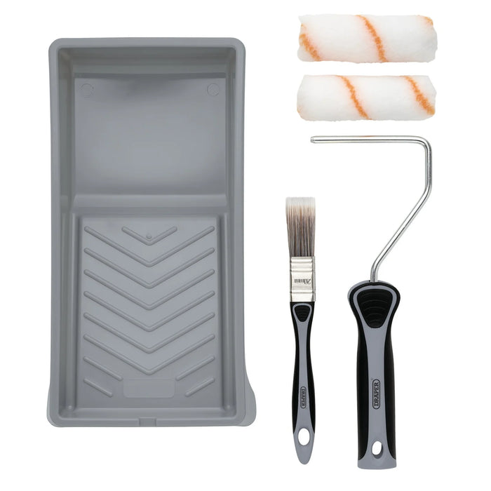 Draper Medium Pile Polyester Paint Roller and Brush Set with Soft Grip (5 Piece)