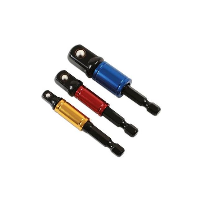 Laser Socket Adaptor Set, Rotating Sleeve 1/4"D, 3/8"D, 1/2"D 3pc 6983