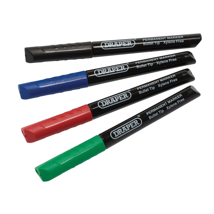 Draper Marker Pens, Multicoloured (Pack of 4) - MP4COL