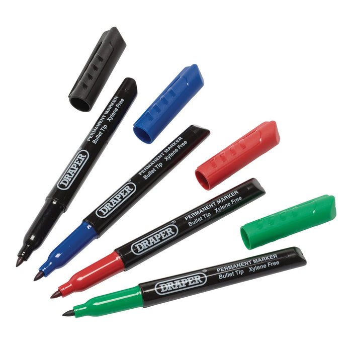 Draper Marker Pens, Multicoloured (Pack of 4) - MP4COL