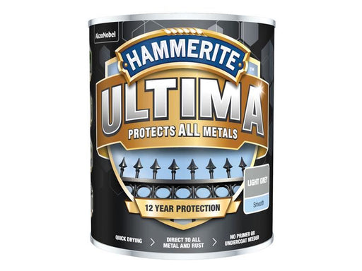 Hammerite Ultima Metal Paint Smooth Light Grey 750ml Hammerite - Town Tools