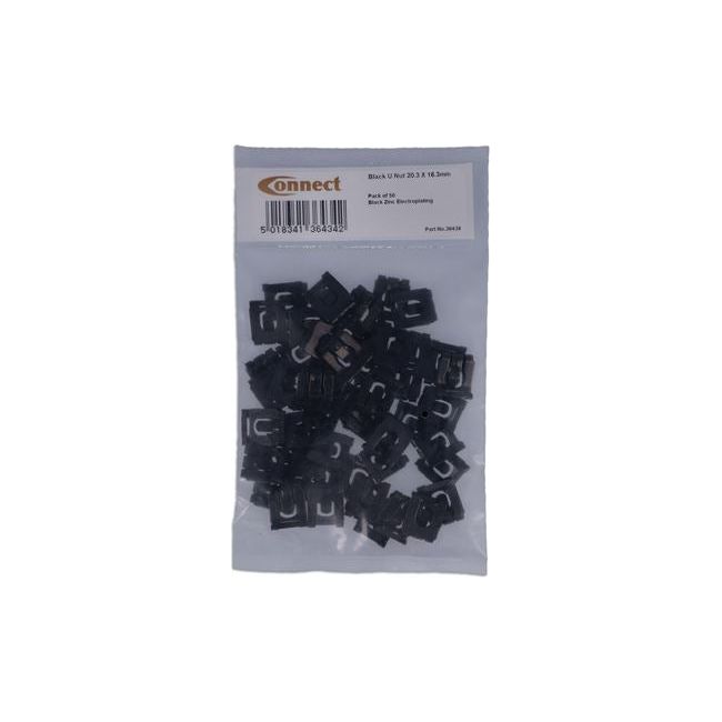 Connect Black U-Nut - for Renault, Saab, for Vauxhall Opel 50pc 36434 Tool Connection - Town Tools 