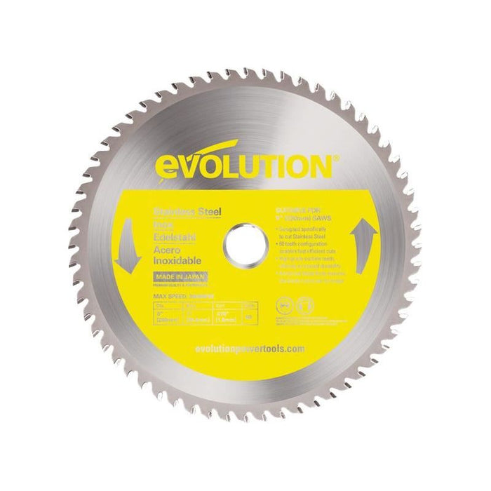 Evolution Stainless Steel Cutting Circular Saw Blade 230 x 25.4mm x 60T Evolution - Town Tools