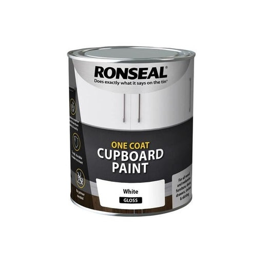Ronseal One Coat Cupboard Paint White Gloss 750ml Ronseal - Town Tools