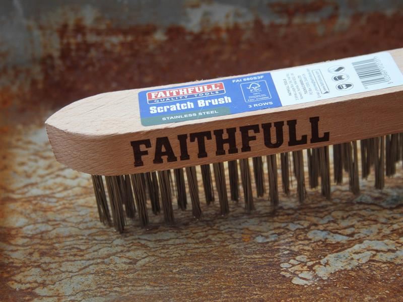 Faithfull Heavy-Duty Stainless Steel Scratch Brush, 3 Row Faithfull - Town Tools