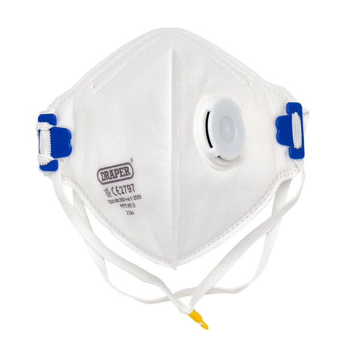 Draper FPP3 NR Vertical Fold Flat Face Masks with Valve (Pack of 10) - FM27/C