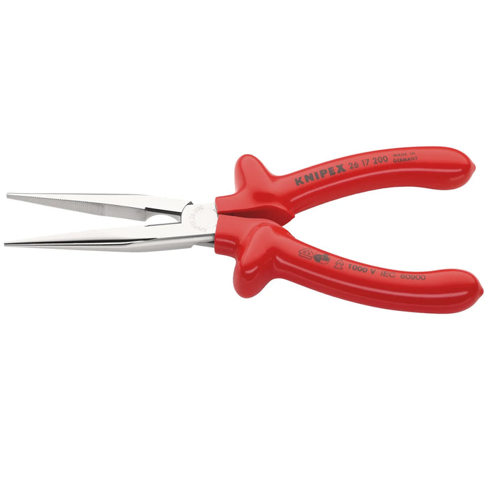 KNIPEX 26 17 200 VDE Snipe Nose Side Cutting Pliers, 200mm - 26 17 200