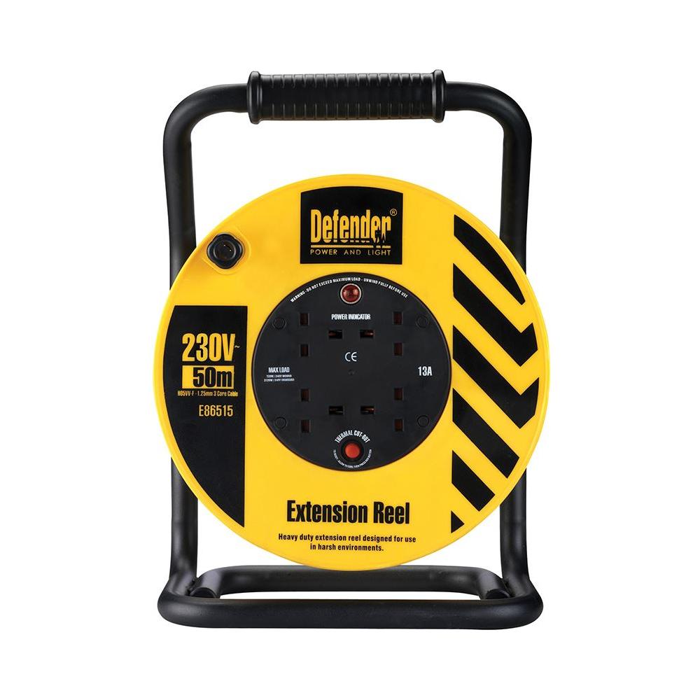 Defender Light Cable Reel 50m 230V 13A Defender - Town Tools 