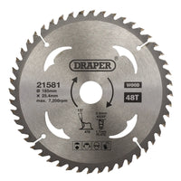 Draper TCT Circular Saw Blade for Wood, 185 x 25.4mm, 48T - SBW5