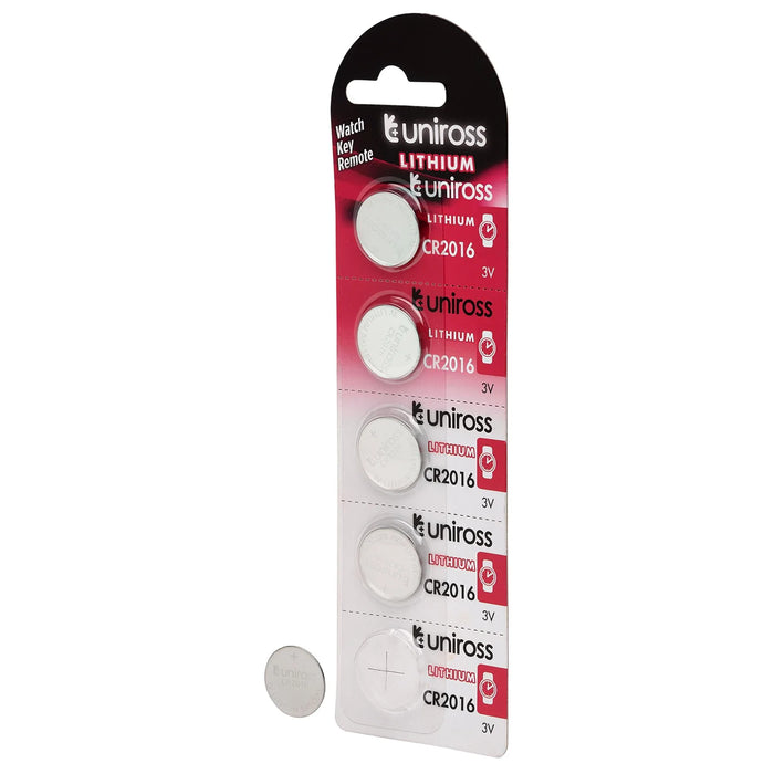 20 Piece Uniross Lithium Coin Cell CR2016 Batteries (Pack of 5) - U5CR2016