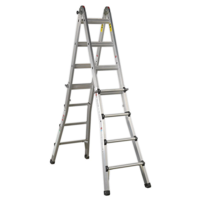 Sealey Telescopic Ladder Adjustable Height 4-Way Aluminium - BS EN 131 AFPL3 Sealey - Town Tools 