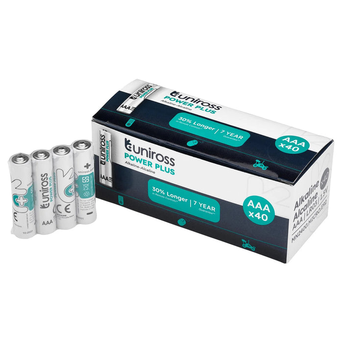Uniross LR03 AAA Power Plus Alkaline Batteries (Pack of 40) - UPPAAABX40