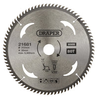 Draper TCT Circular Saw Blade for Wood, 250 x 30mm, 80T - SBW13