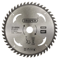 Draper TCT Circular Saw Blade for Wood, 255 x 30mm, 48T - SBW14