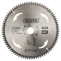 Draper TCT Circular Saw Blade for Wood, 255 x 30mm, 80T - SBW15