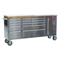 Sealey Mobile Stainless Steel Tool Cabinet 10 Drawer & Cupboard AP7210SS